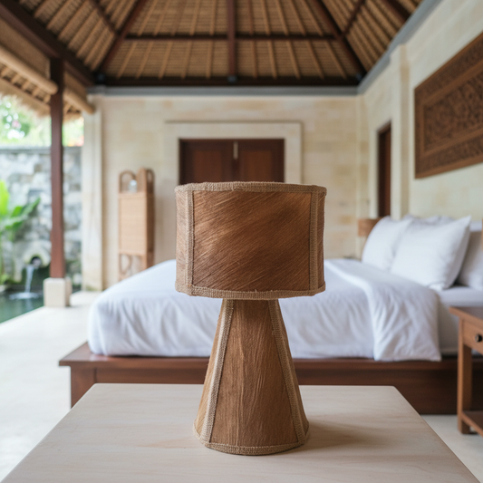 Lámpara de Mesa de Fibra Natural Tejida Modelo Nusa Penida