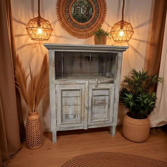 Small, whitewashed wooden cabinet. Model Sidemen