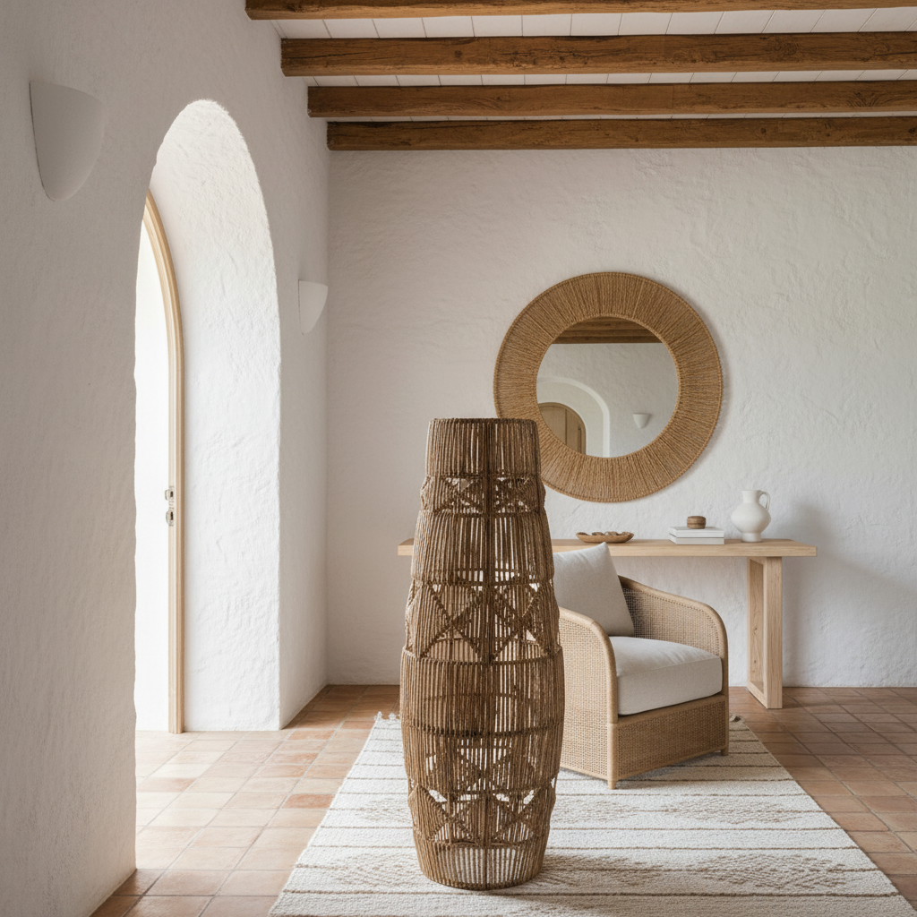 Tall Woven Rattan Floor Lamp Model Galang