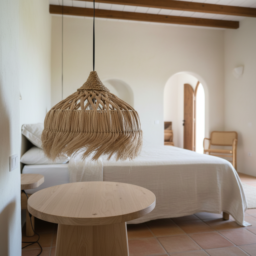 Woven Banana Fibre Fringe Pendant Lamp Model Satonda