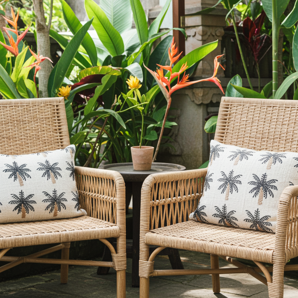 Capa de almofada preta com 9 palmeiras pequenas 40x40