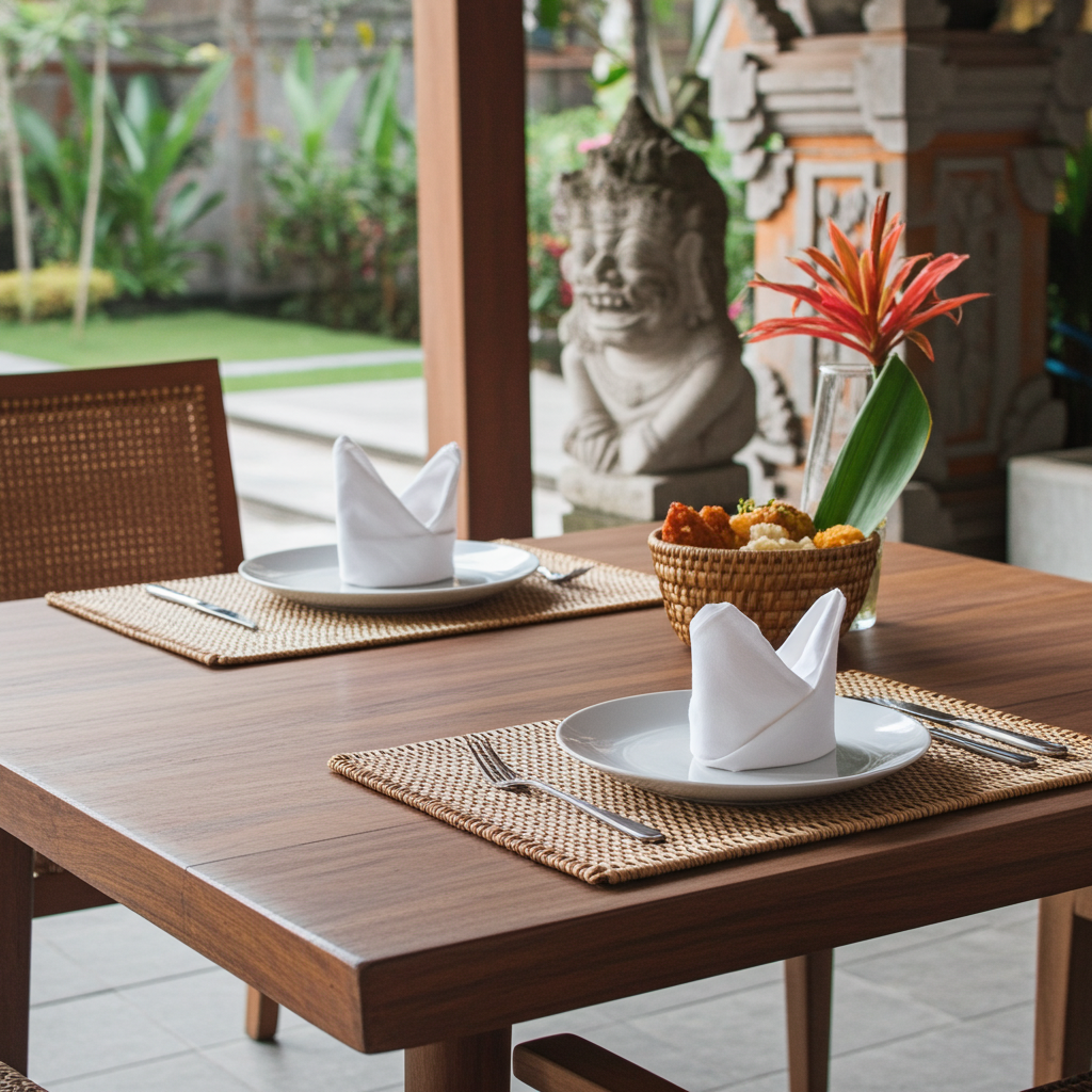 Rectangular rattan placemat