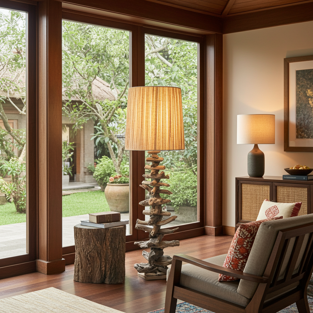 Driftwood floor lamp