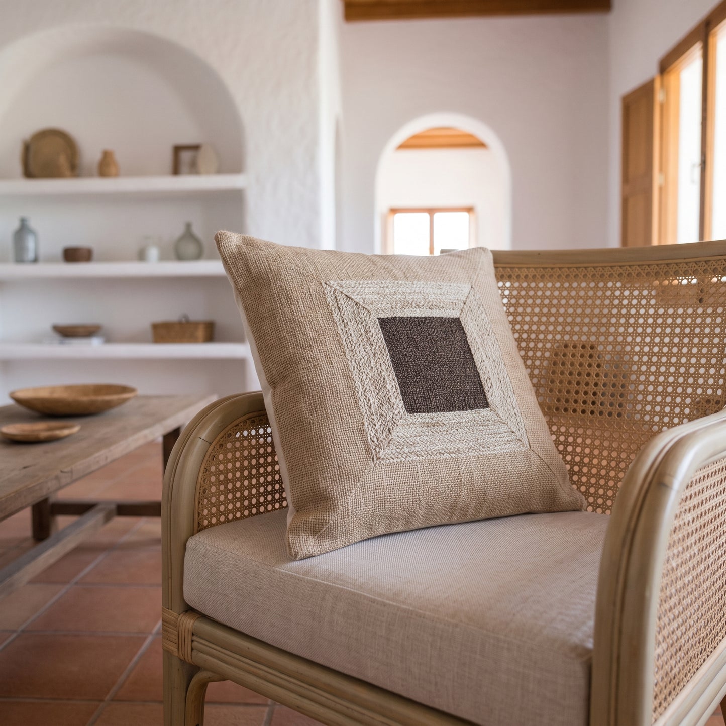 Woven Natural Fiber Cushion Cover Model Terong