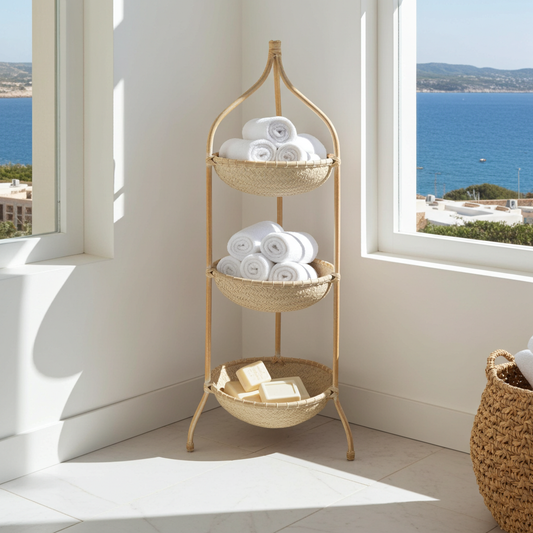 Three bowls in a bamboo tower. Model Menara