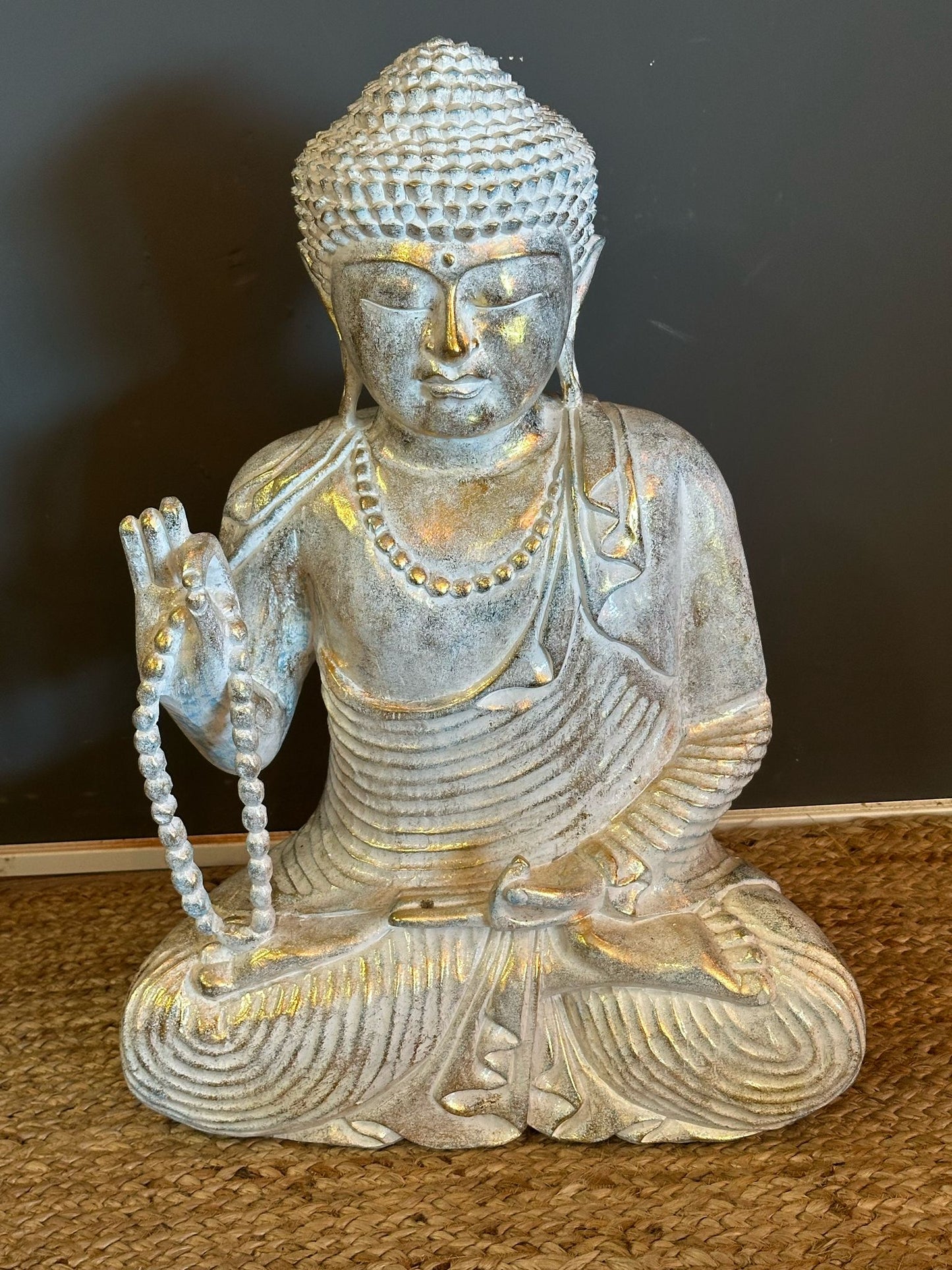 White gold Buddha 60cm