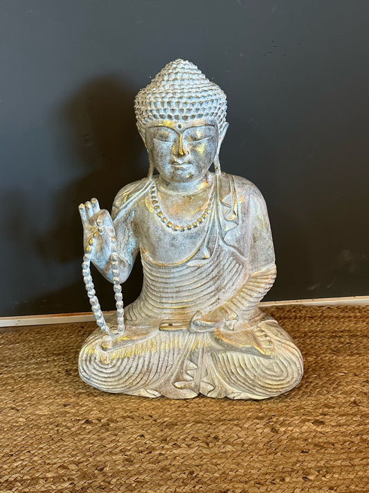 White gold Buddha 60cm