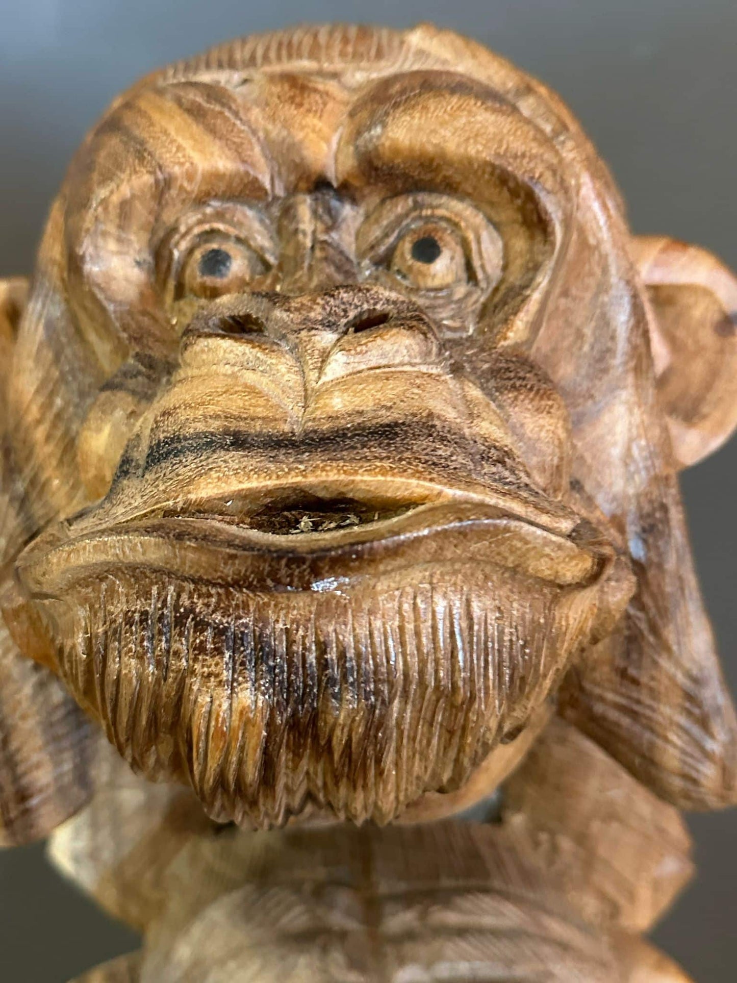 Three monkey wooden statue