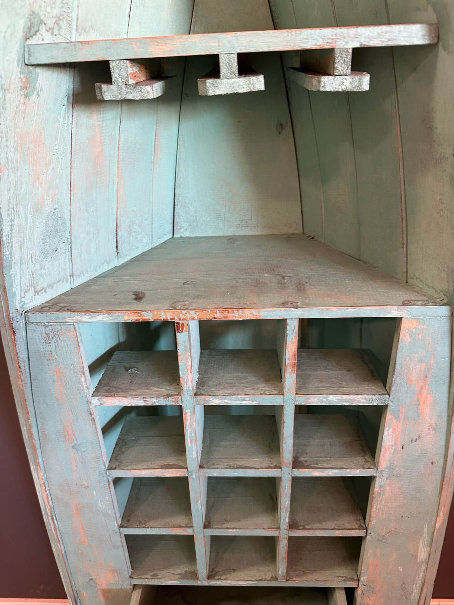 Boat shaped cabinet color green