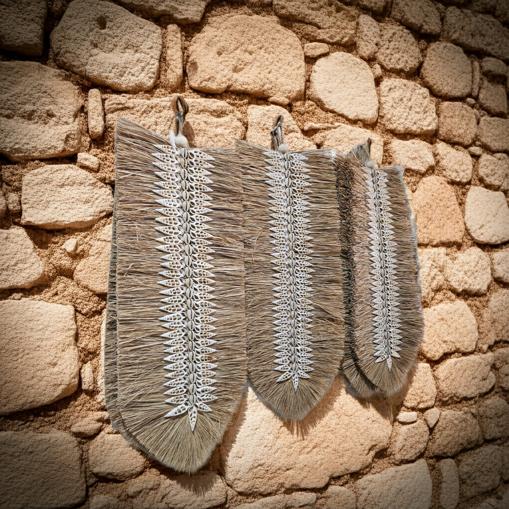 Seagrass wall deco tassels with shell accents