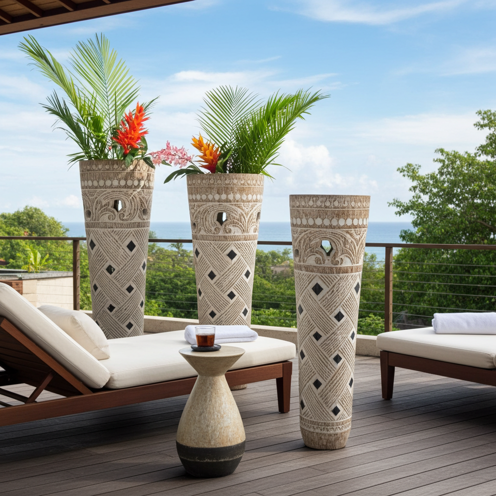 Palm tree trunk vase. Model Singaraja