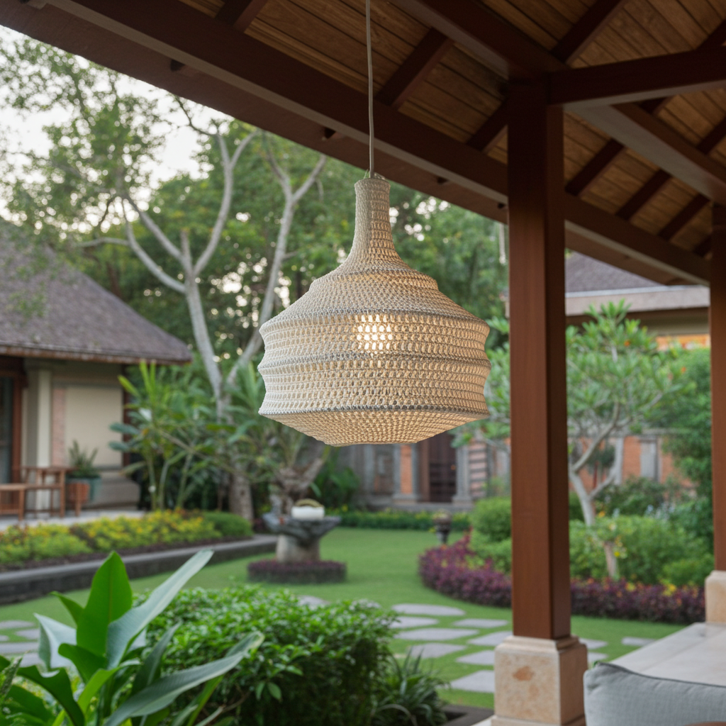 Lámpara colgante farol de algodón. modelo tomok