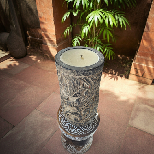 Hand-carved wooden candle holder (50cm)