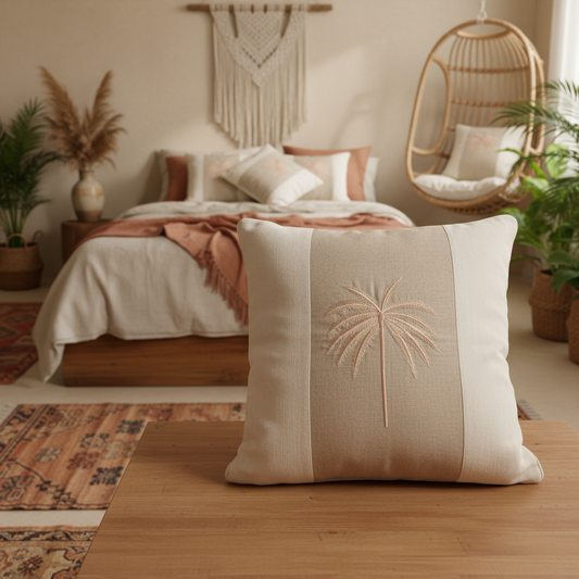 Embroidered Palm Tree Cushion Cover Model Kaung