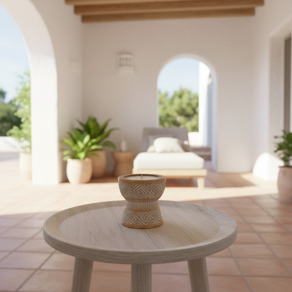 Carved Geometric Candle Holder Model Koja Gete