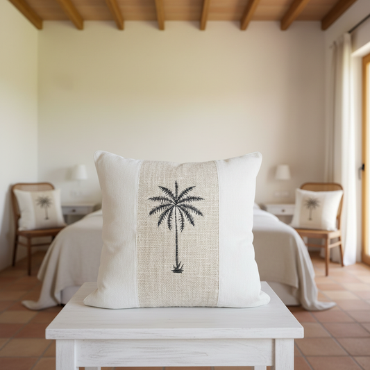 Embroidered Palm Tree Cushion Cover Model Padaido