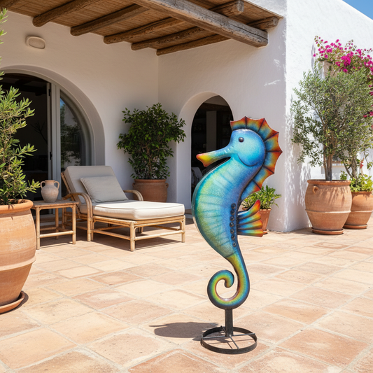 Colourful Metal Seahorse Floor Sculpture Model Trangan