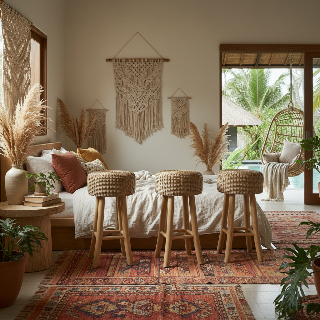 Woven Water Hyacinth Bar Stool Model Pangabatang