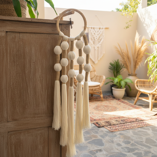 Boho Rattan Ring Wall Hanging Tassel Model Wagmab