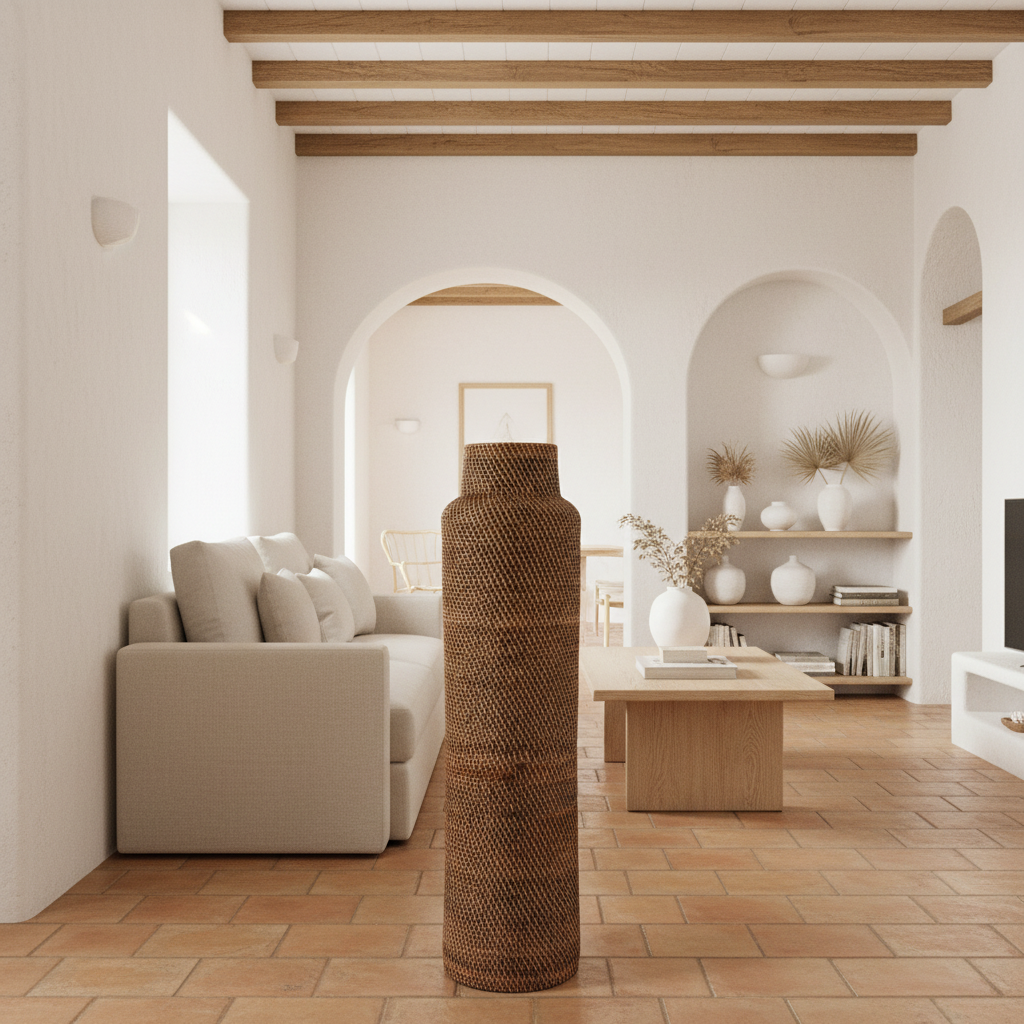 Tall Woven Rattan Floor Vase Model Mansuar