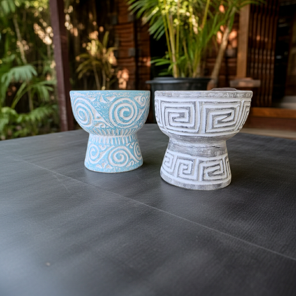 Handcarved wooden Candle in two colors