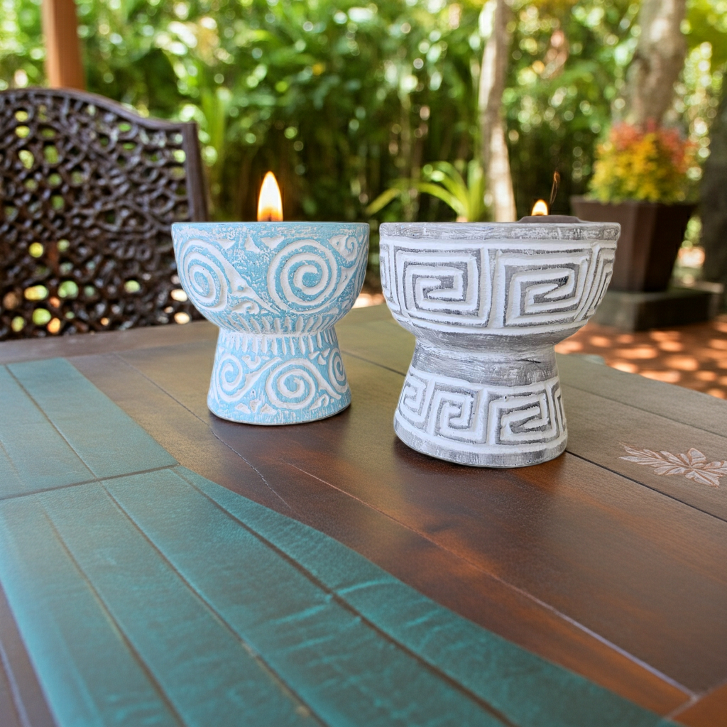 Handcarved wooden Candle in two colors