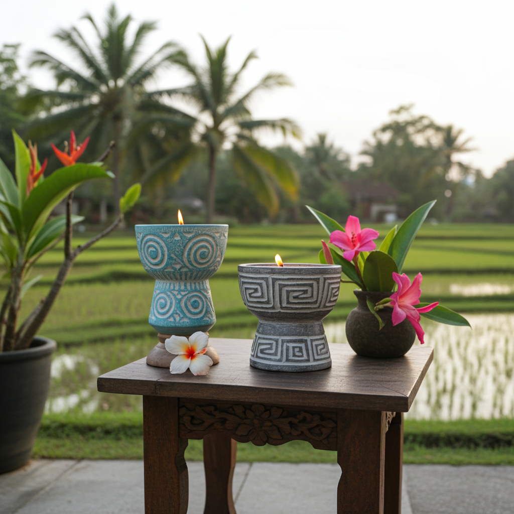 Handcarved wooden Candle in two colors