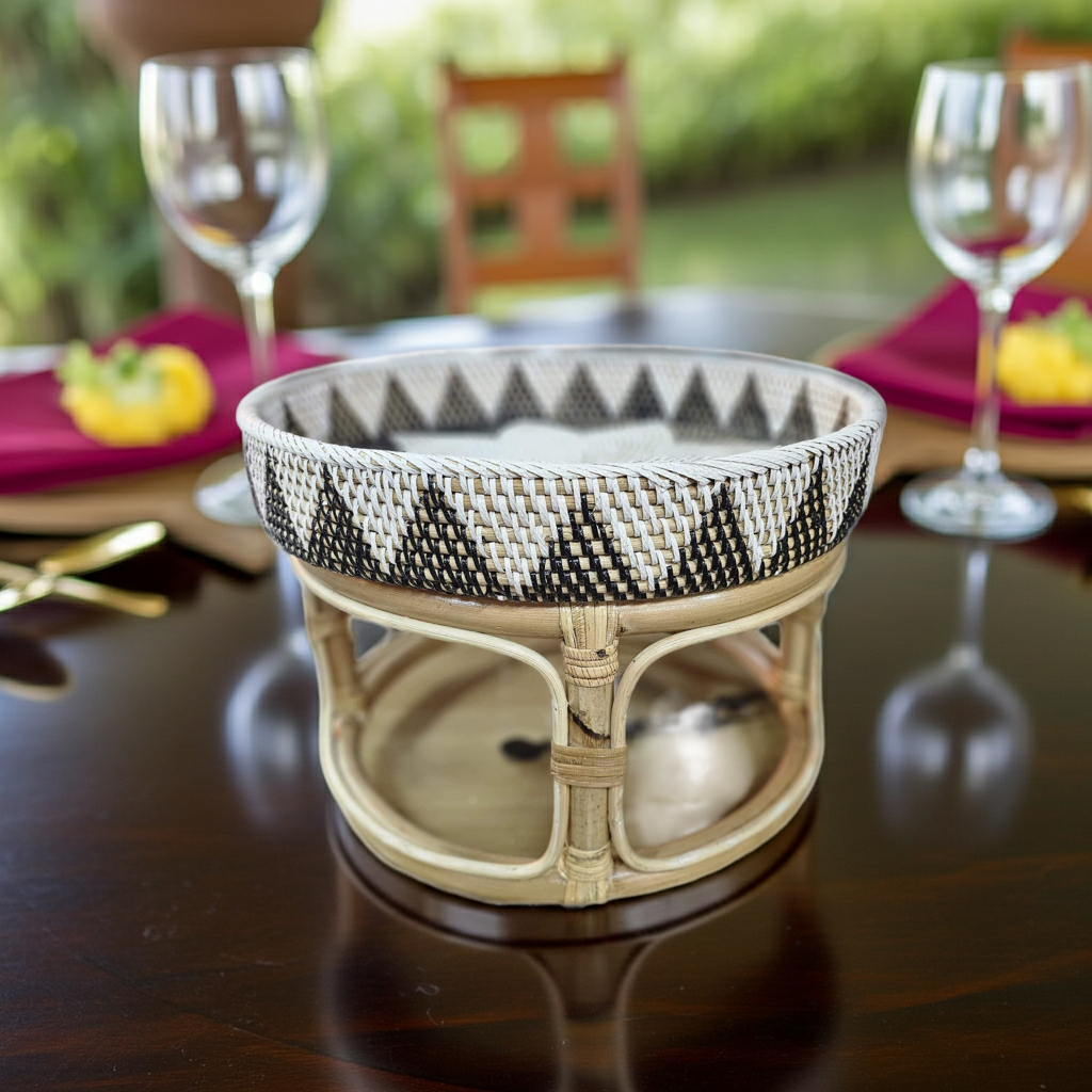 Raised bamboo tray table