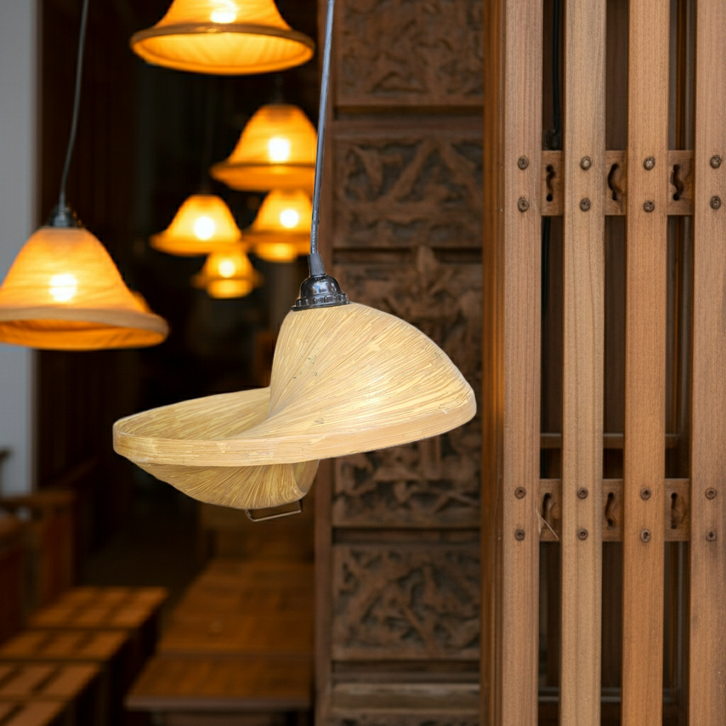 Bamboo hanging lamp in two sizes