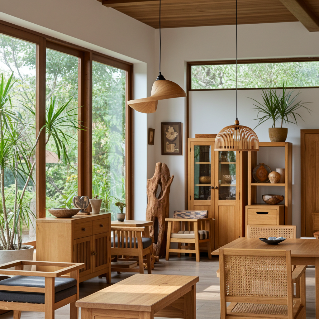 Bamboo hanging lamp in two sizes