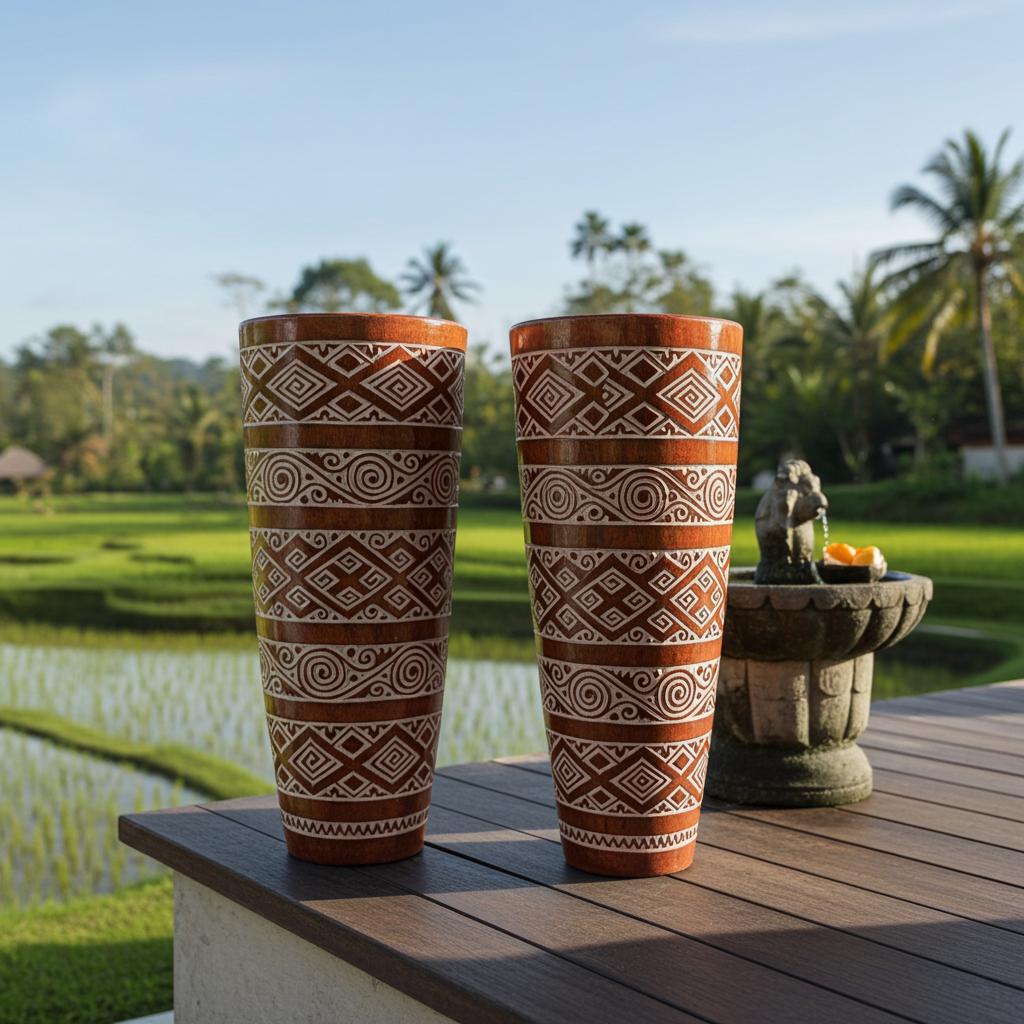 Vaso de madeira Modelo Menui em TRÊS cores