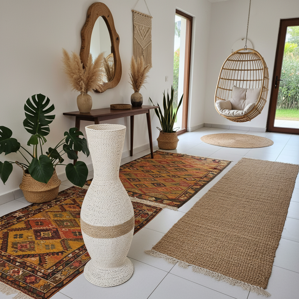 Tall Rope Wrapped Floor Vase Model Muna