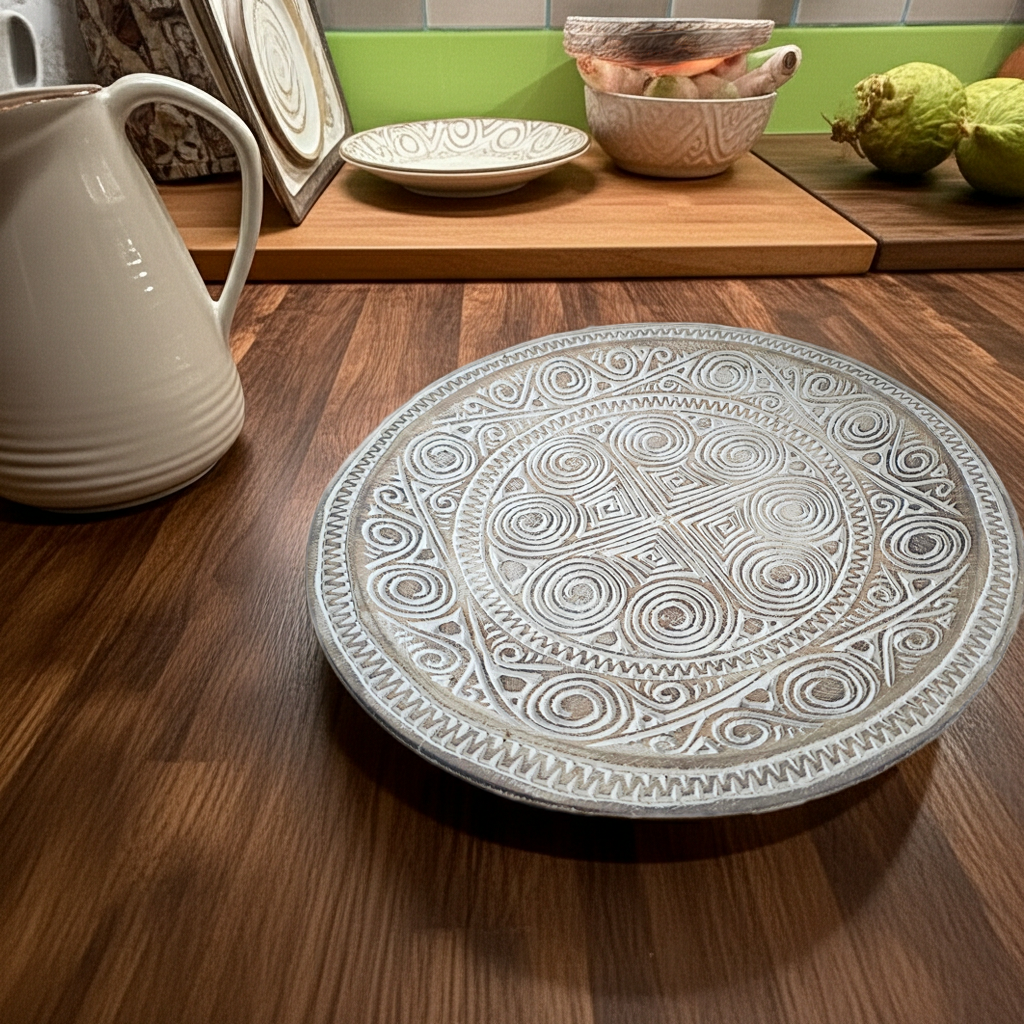 Timorese tribal style handcarved plate