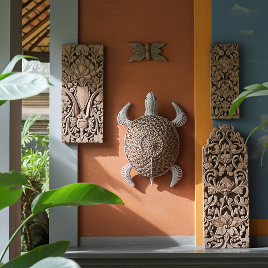 Handmade white / natural colored turttle in two sizes