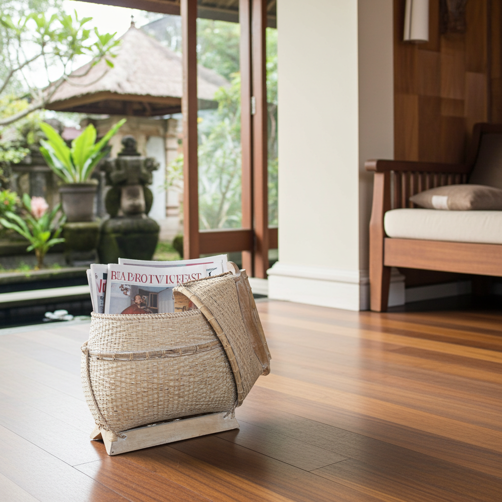 Rattan / bamboo newspaper basket in two colors