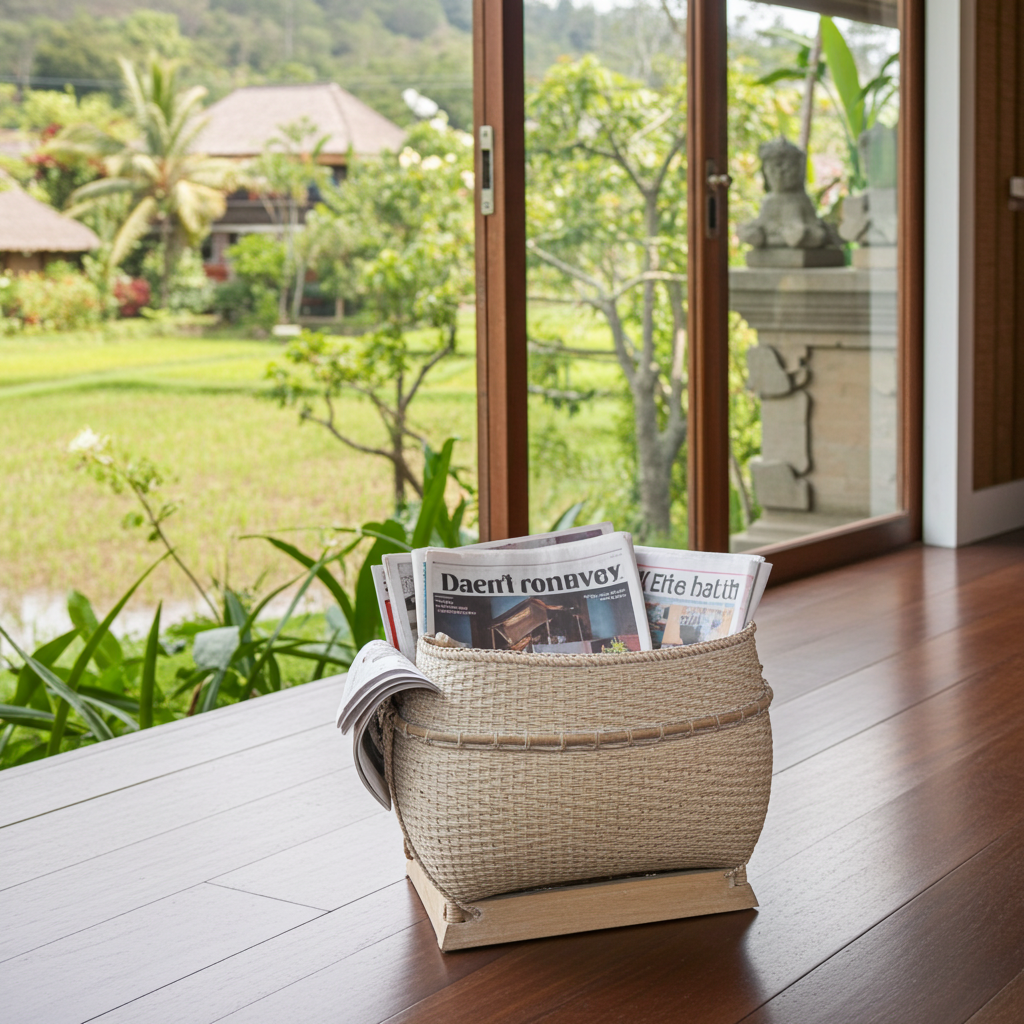 Rattan / bamboo newspaper basket in two colors
