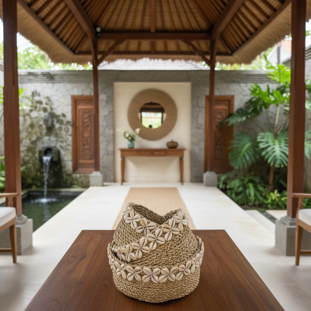 Cowrie Shell Seagrass Nesting Baskets Model Batbitim