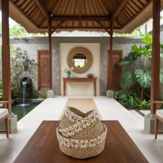 Cowrie Shell Seagrass Nesting Baskets Model Batbitim