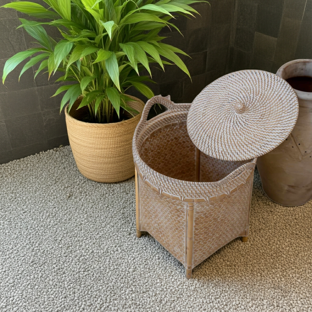 Bamboo basket with lid. Model Nadem