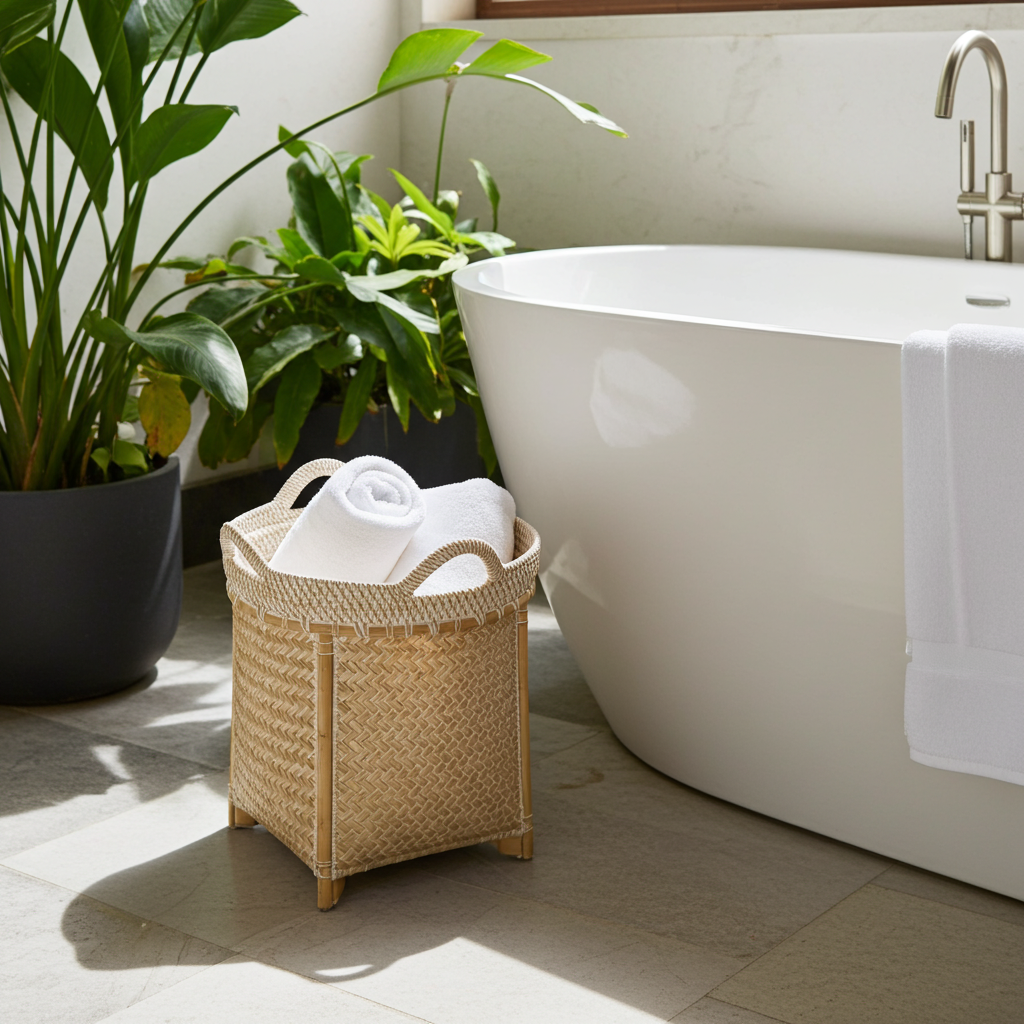 Bamboo basket with lid. Model Nadem