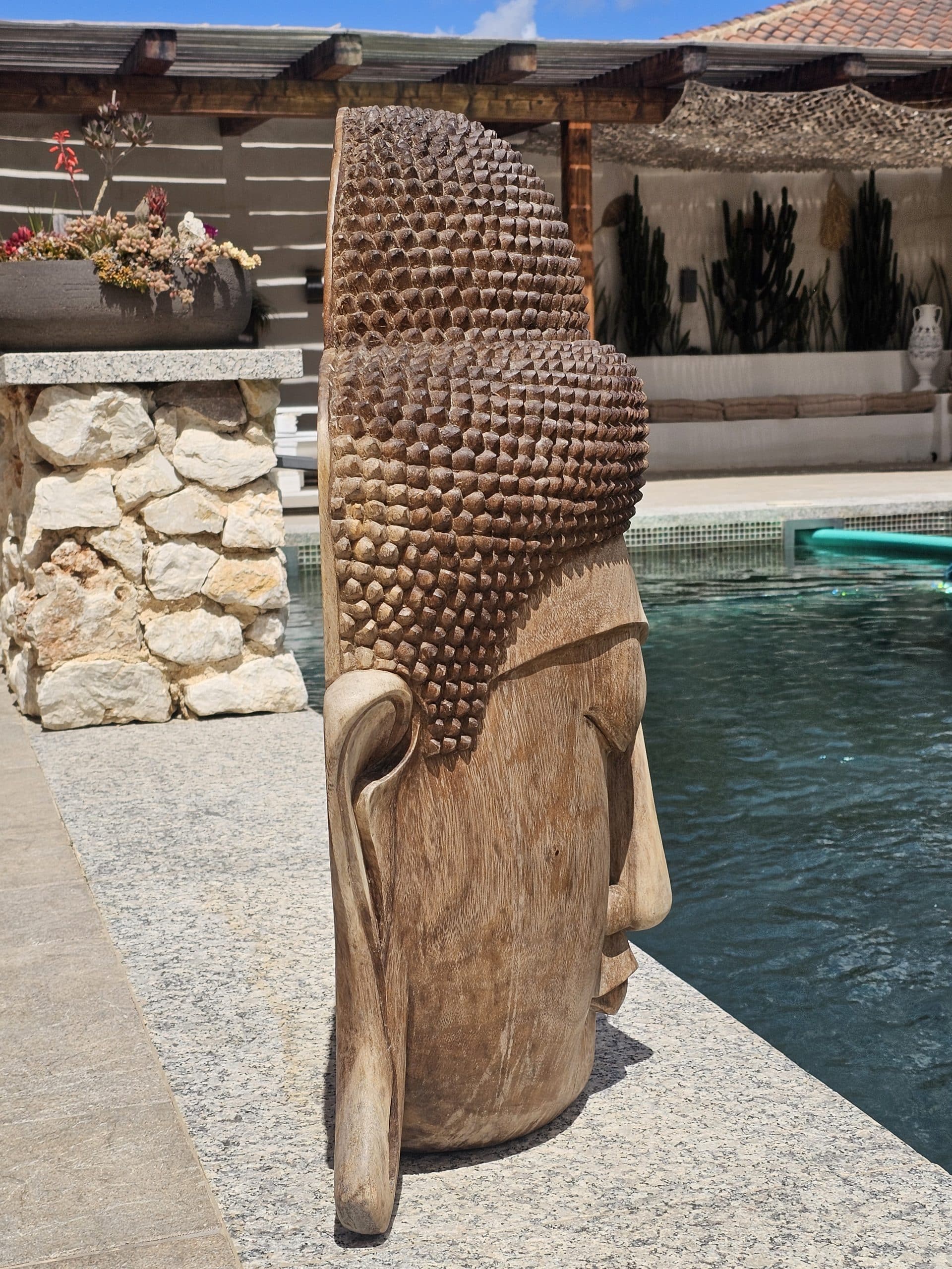 Wooden Buddha Mask Model Kayu