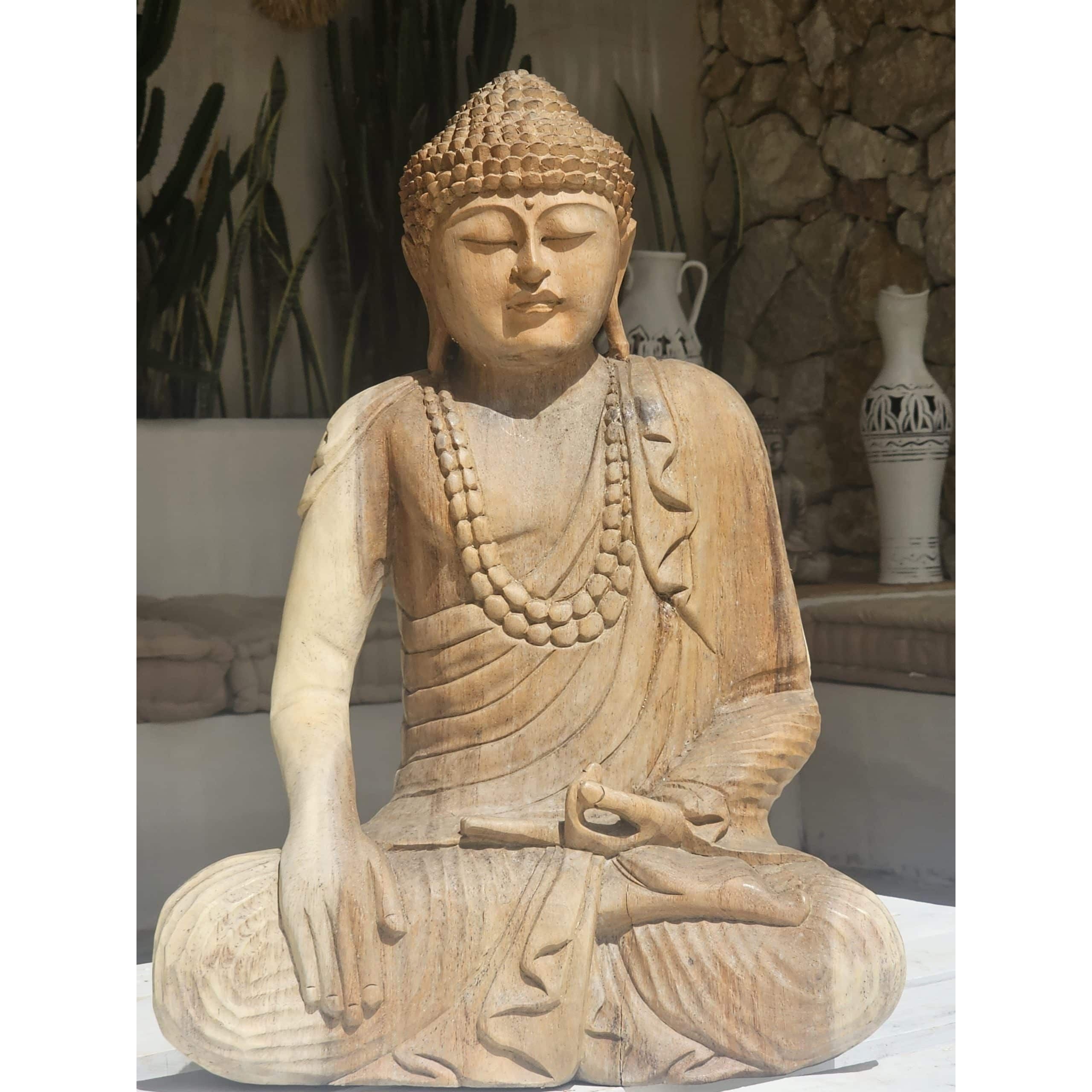 Wooden Buddha Statue 60cm – Durga Open Hand – HomeDecoBali
