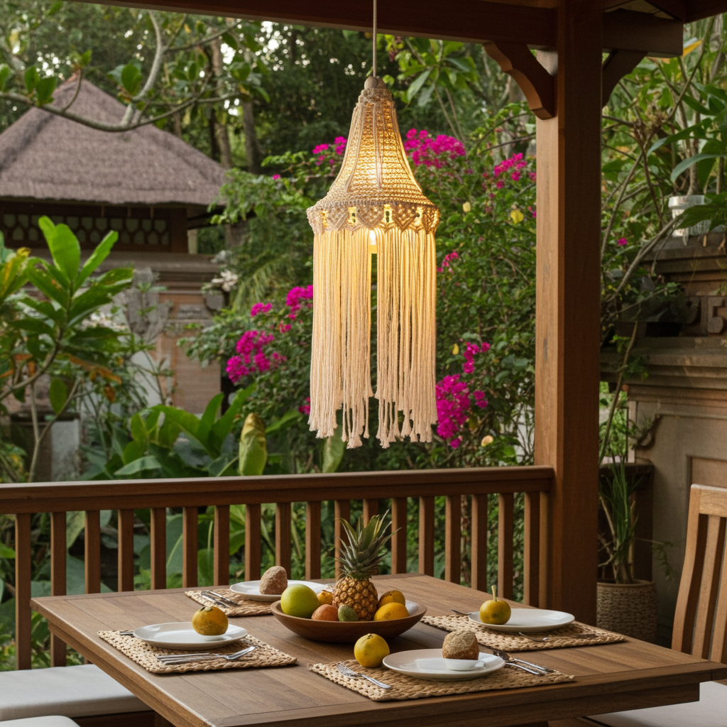 Hanglamp from banana bark. Model Kulit