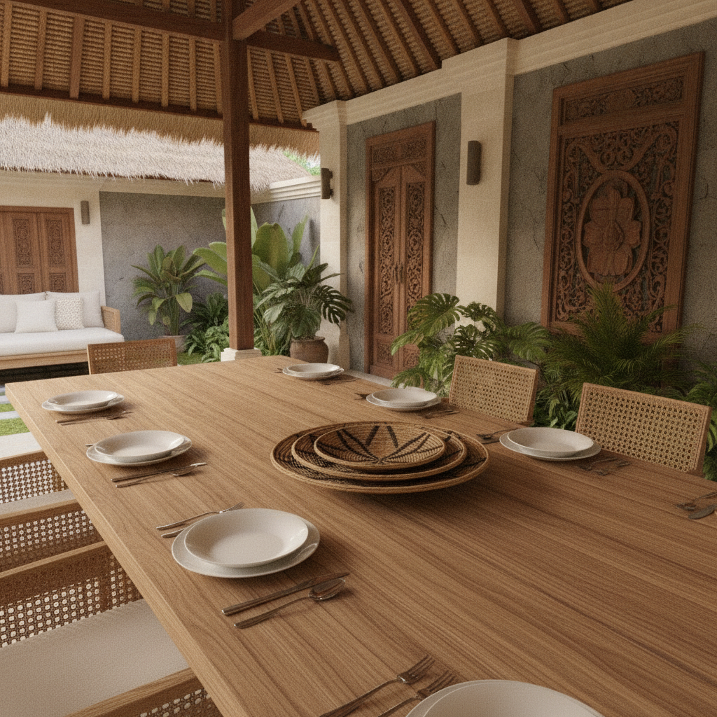 Juego de platos decorativos de hierba marina tejida, modelo Gili Kedis