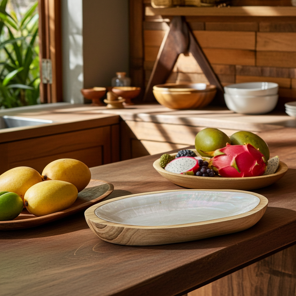 Mother-of-pearl serving platter for snacks