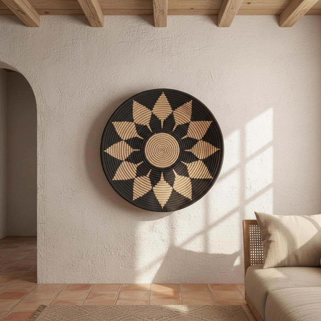 Cesta de Parede Mandala em Seagrass Tecida Modelo Rakata (50cm)