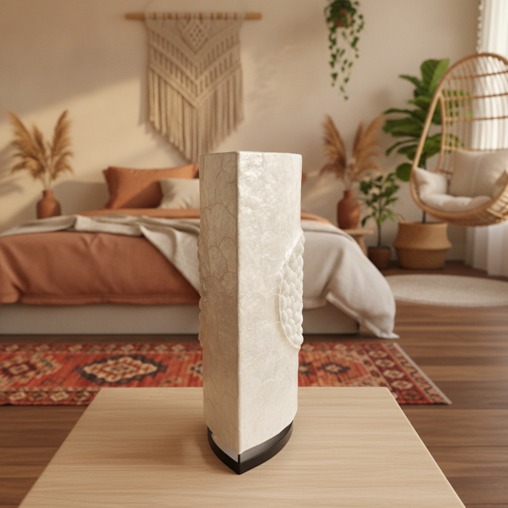 Candeeiro de Mesa Alto em Mosaico de Conchas Modelo Kawe
