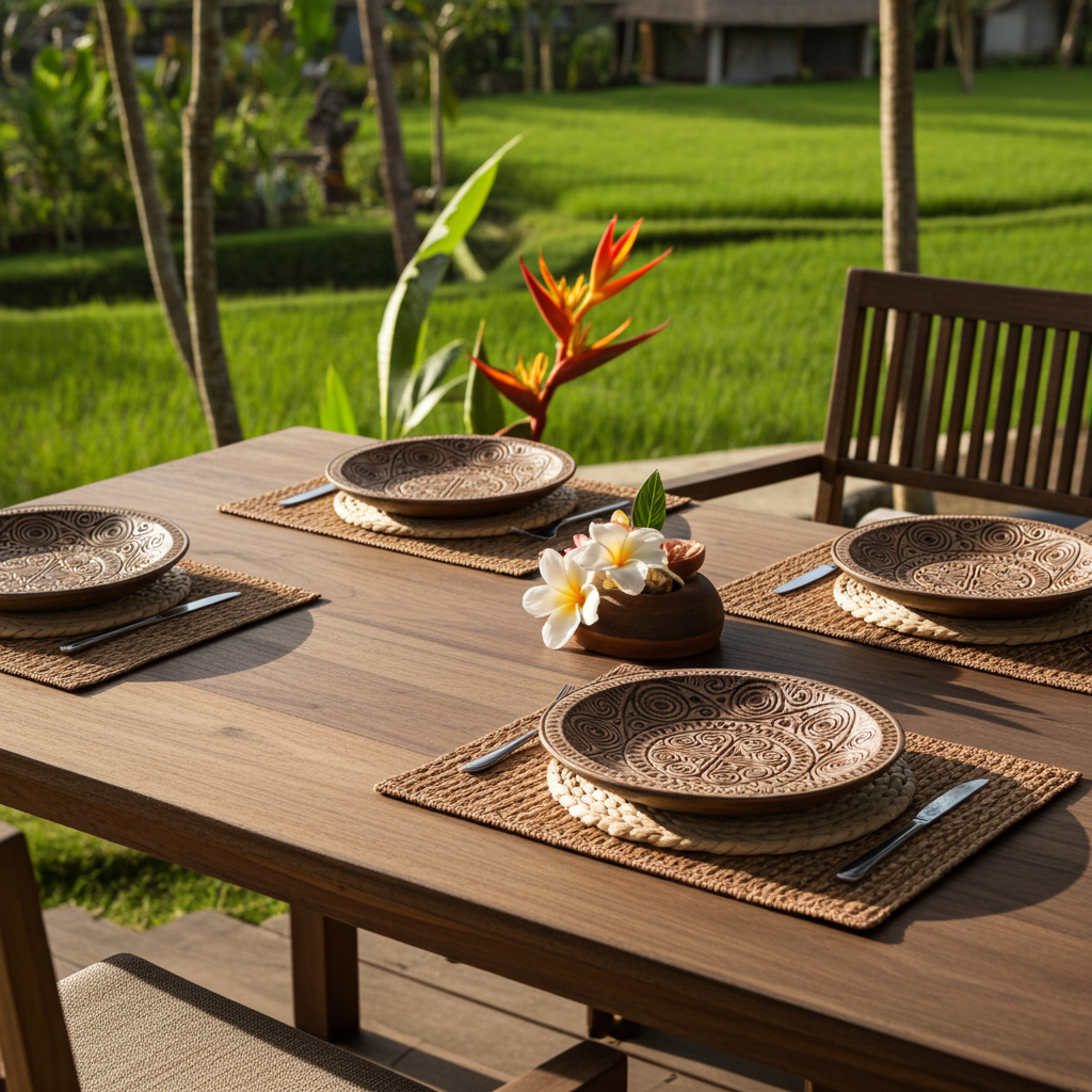 Prato decorativo em madeira esculpido à mão, com 30 cm de diâmetro. Modelo Baroro.