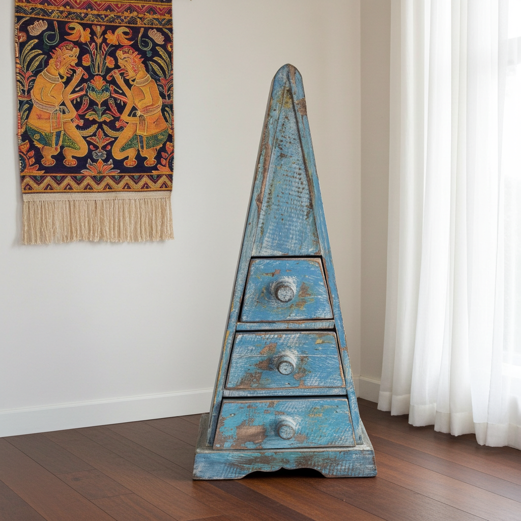 Pyramid shaped cabinet with drawers 50cm