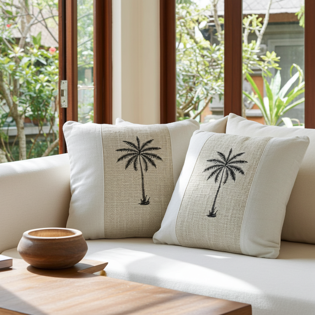 Pillowcover Black Palm design  40x40